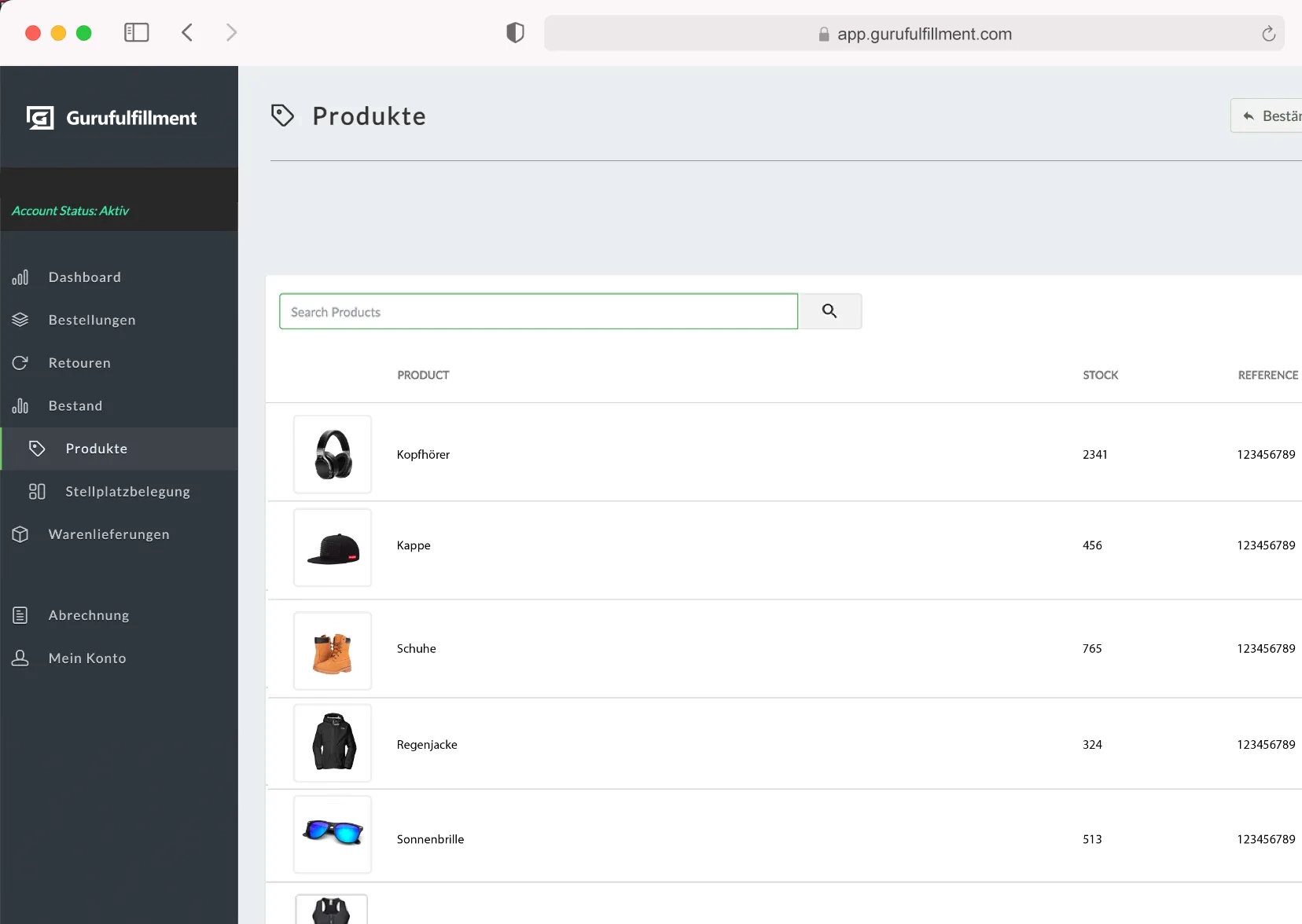 Gurufulfillment Dashboard Bestellungen